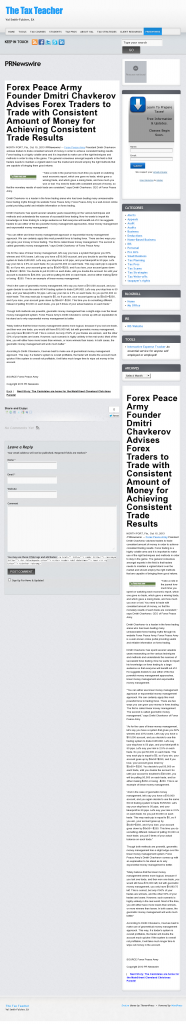 Money Making Opportunity Story in The Tax Teacher by Forex Peace Army