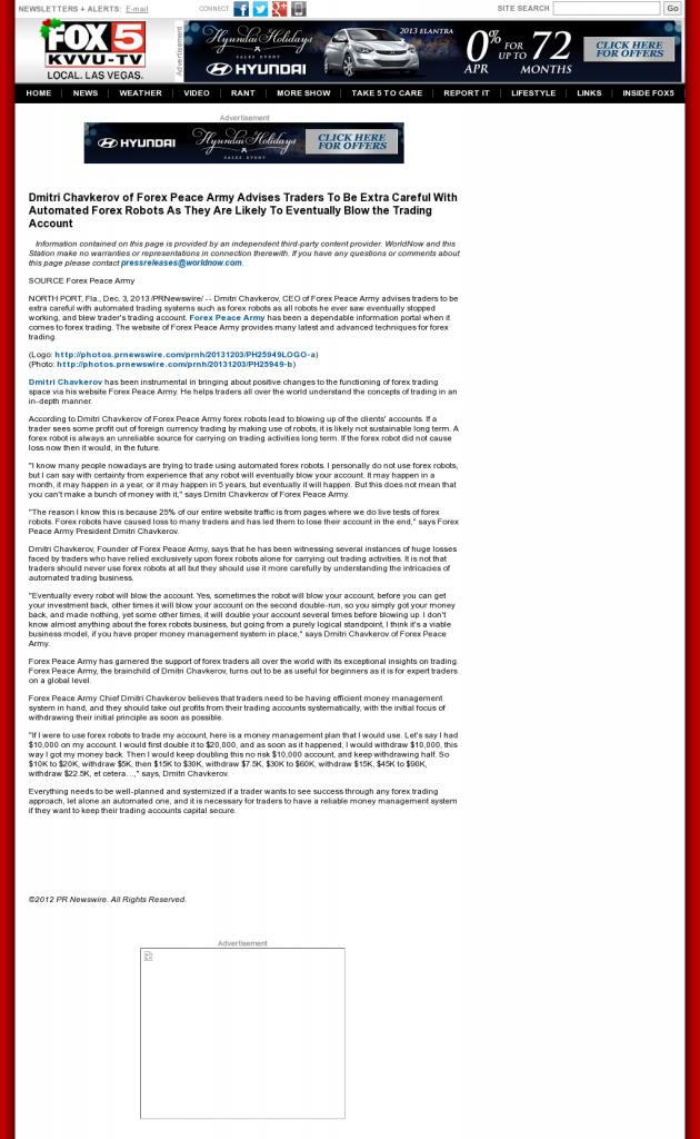 Trading Robots will Blow Trading Account KVVU-TV FOX-5 (Las Vegas, NV) by Dmitri Chavkerov