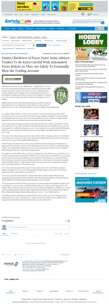 Trading Robots will Blow Trading Account Lexington Herald-Leader (Lexington, KY) by Dmitri Chavkerov