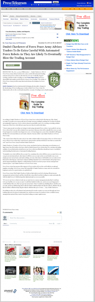 Trading Robots will Blow Trading Account Long Beach Press-Telegram (Long Beach, CA) by Dmitri Chavkerov