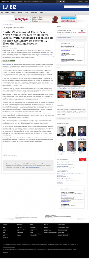 Trading Robots will Blow Trading Account Los Angeles Business from bizjournals by Dmitri Chavkerov