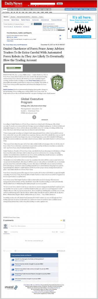 Trading Robots will Blow Trading Account Los Angeles Daily News (Woodland Hills, CA) by Dmitri Chavkerov