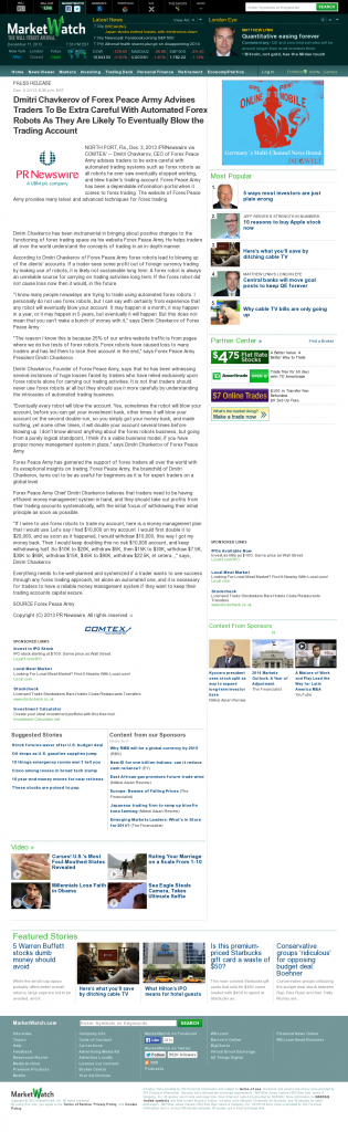 Trading Robots will Blow Trading Account MarketWatch by Dmitri Chavkerov