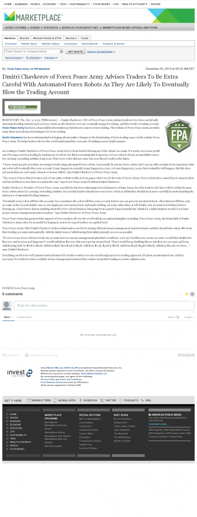 Trading Robots will Blow Trading Account Marketplace from American Public Media by Dmitri Chavkerov