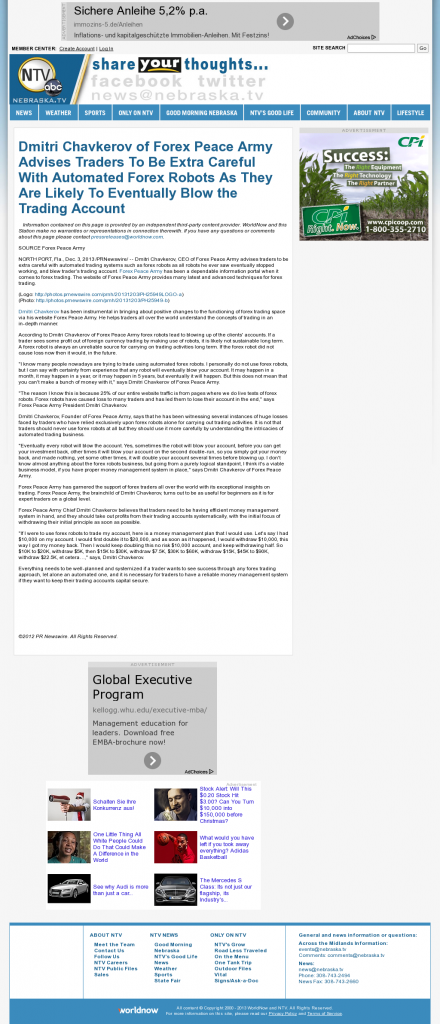 Trading Robots will Blow Trading Account NebraskaTV (Kearney, NE) by Dmitri Chavkerov