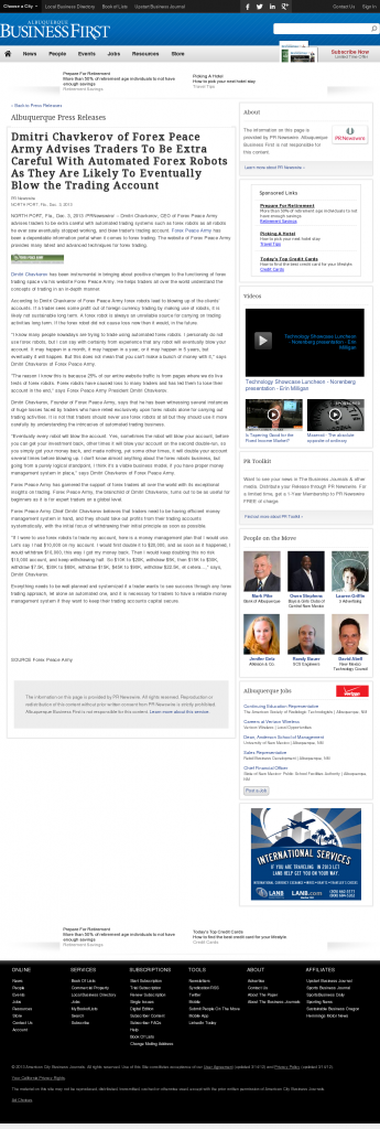 Trading Robots will Blow Trading Account New Mexico Business Weekly by Dmitri Chavkerov