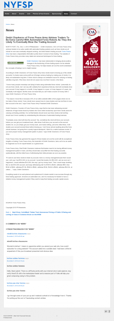 Trading Robots will Blow Trading Account New York Financial Service Professionals [NYFSP] by Dmitri Chavkerov