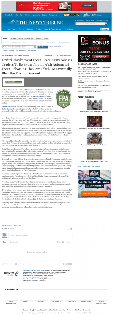Trading Robots will Blow Trading Account News Tribune (Tacoma, WA) by Dmitri Chavkerov