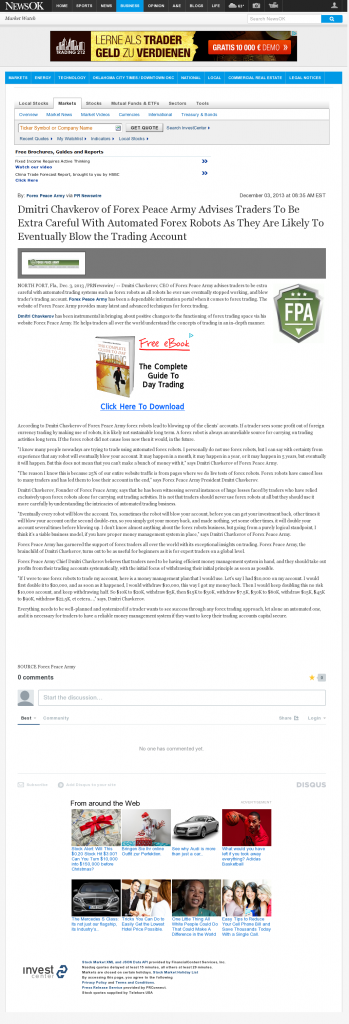 Trading Robots will Blow Trading Account Oklahoman (Oklahoma City, OK) by Dmitri Chavkerov