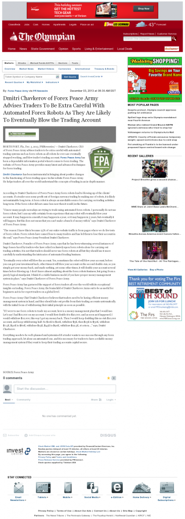 Trading Robots will Blow Trading Account Olympian (Olympia, WA) by Dmitri Chavkerov
