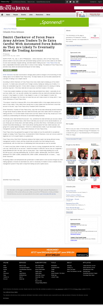 Trading Robots will Blow Trading Account Orlando Business Journal by Dmitri Chavkerov