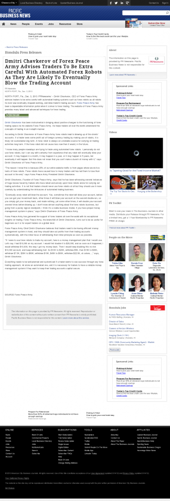 Trading Robots will Blow Trading Account Pacific Business News by Dmitri Chavkerov