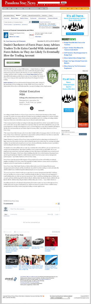 Trading Robots will Blow Trading Account Pasadena Star-News (Pasadena, CA) by Dmitri Chavkerov
