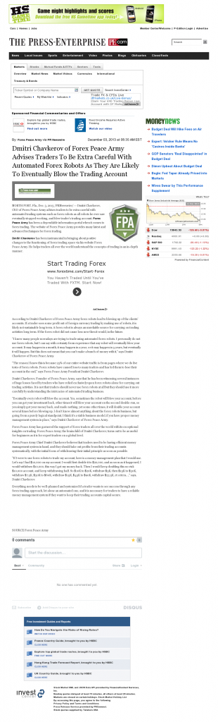 Trading Robots will Blow Trading Account Press-Enterprise by Dmitri Chavkerov