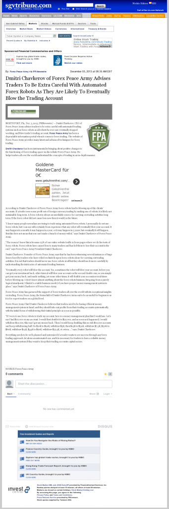 Trading Robots will Blow Trading Account San Gabriel Valley Tribune by Dmitri Chavkerov