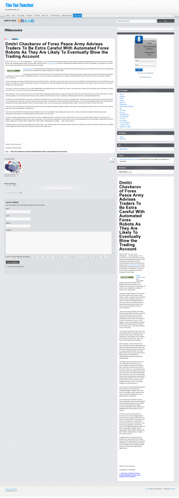 Trading Robots will Blow Trading Account The Tax Teacher by Dmitri Chavkerov