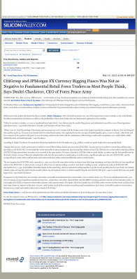 CitiGroup and JPMorgan Currency Rigging  SiliconValley.com (Silicon Valley, CA)  by Dmitri Chavkerov